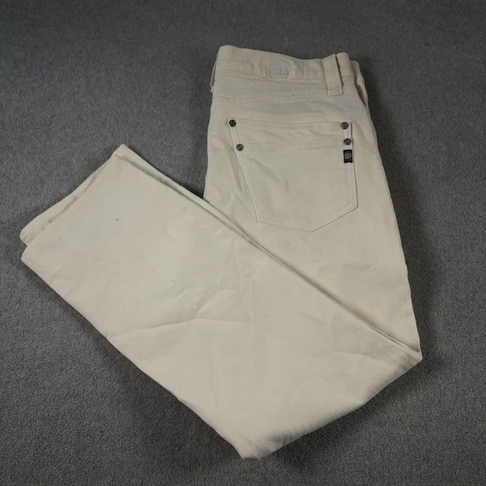 Rock & Republic Jeans Mens 36 Off-White Solid Neiman Marcus Button Fly Straight